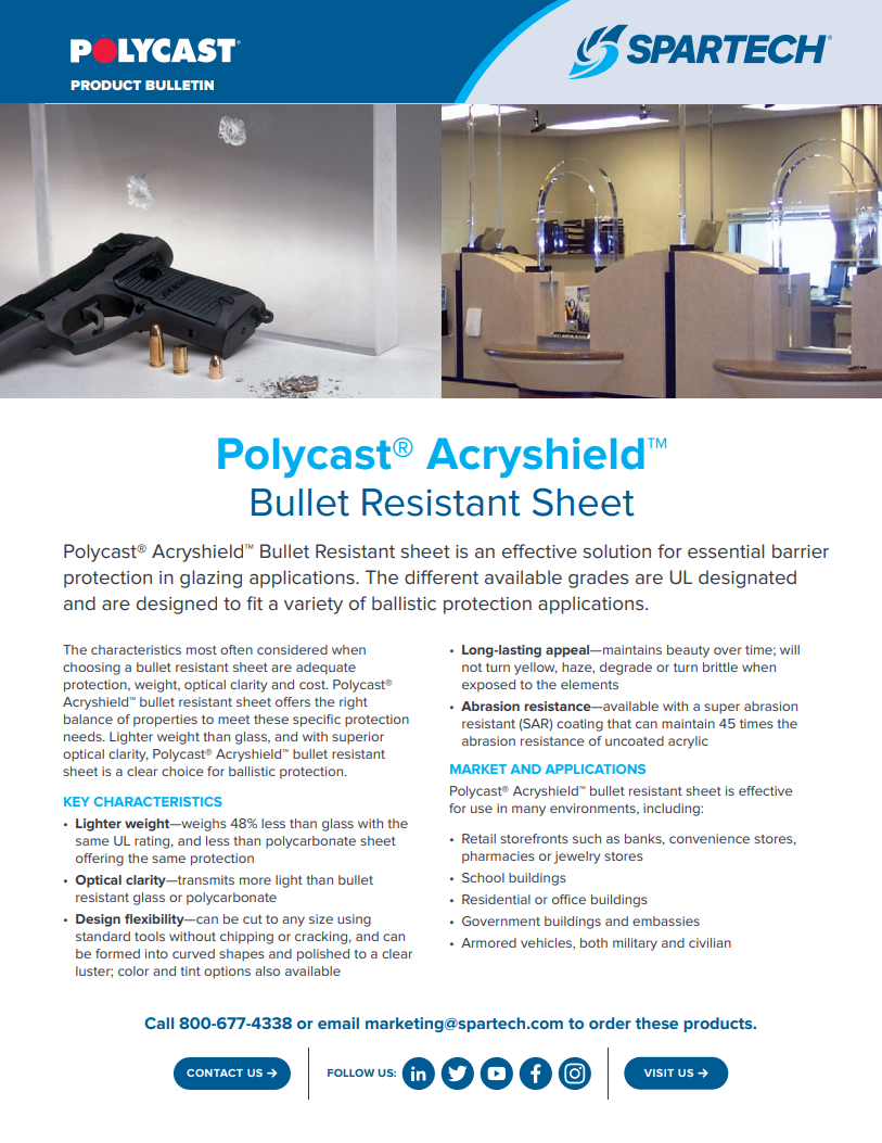 SPA211037 Polycast® Acryshield® Bullet and Laser Resistant Sheet Bulletin